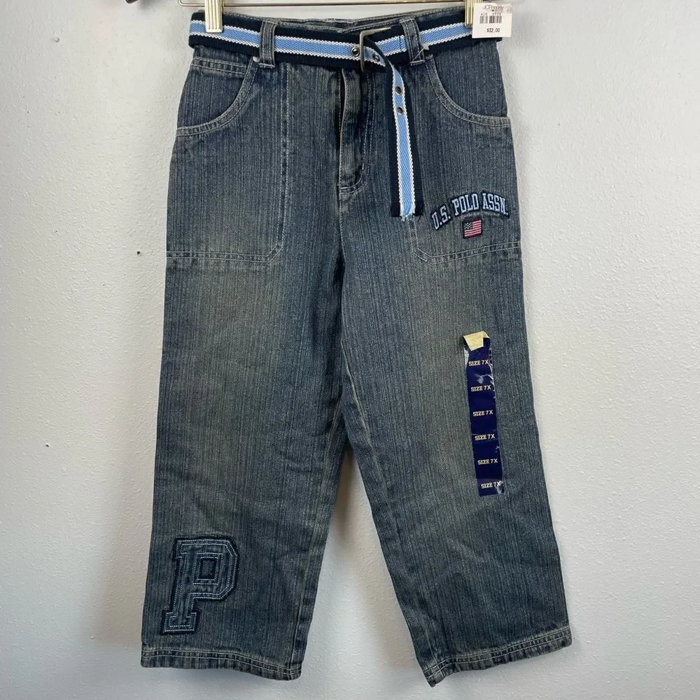 NWT U.S. Polo Association Belted Jeans Size 7X